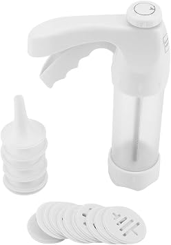 Cookie Press Gun with 12 Flower Discs and 6 Decorating Tips, Stainless Steel Biscuit Maker for DIY Cake Decorating