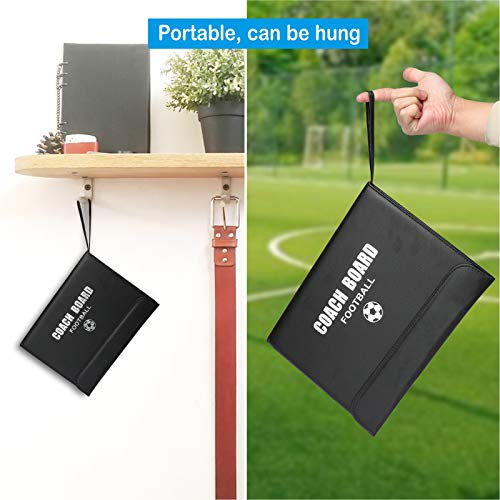 Pure Vie 20.86'' x 12.20'' Coaches Tactical Board, Portable Professional Football/Soccer Coaching Strategy Clipboard Training Assistant Equipment with Write Wipe 2-in-1 Pen and Dry Eraser