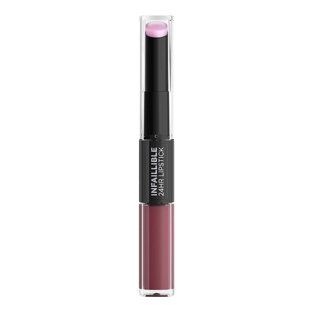 L'Oréal Paris Infaillible 2-Step 209 Violet Parfait, Lippenstift für 24 Stunden volle Lippen mit feuchtigkeitsspendendem Lippenpflege-Balsam