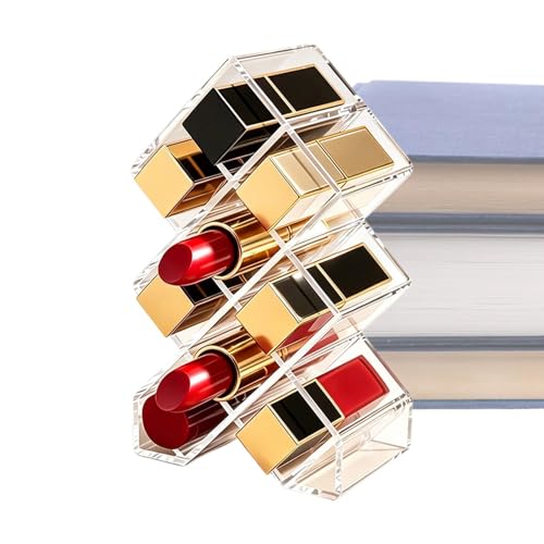 Organizador de batom, estojo de armazenamento em forma de peixe acrílico | Organizador empilhável de brilho labial, para pincéis de cosméticos, frascos de perfume, amostra de rímel, banheiro, vaidade