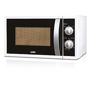 Cello 800 watt Microwave Oven with 20 Litre Capacity Manual Control and Defrost Function White, Child safety lock, Clock…