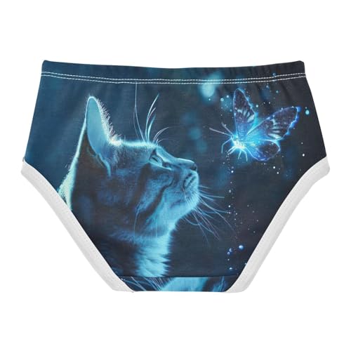 Cat Butterfly Blue Undies for Toddler Girls, Girls Briefs, 2T–8 Years2