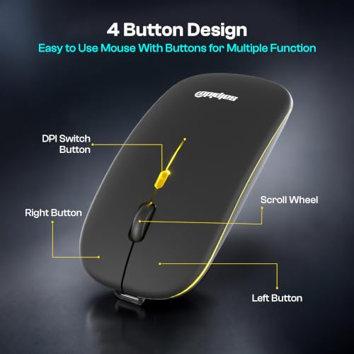 Image of Rechargeable Wireless Mouse with Bluetooth & 2.4GHz, Black | Ultra Slim 11 mm Design,Built-in Rechargeable Battery with USB Type-C Charging for Long-Lasting Wireless Performance