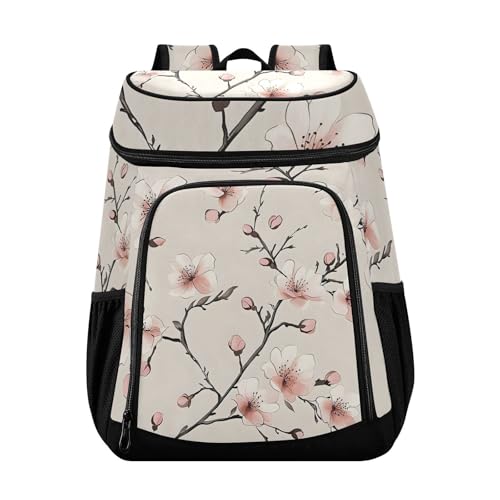 Old Cherry Blossoms Pink Cooler Backpack Cooler Insulated Leak Proof Lunch Backpack 36 Cans Waterproof Soft for Men Women Picnic Hiking Camping Beach