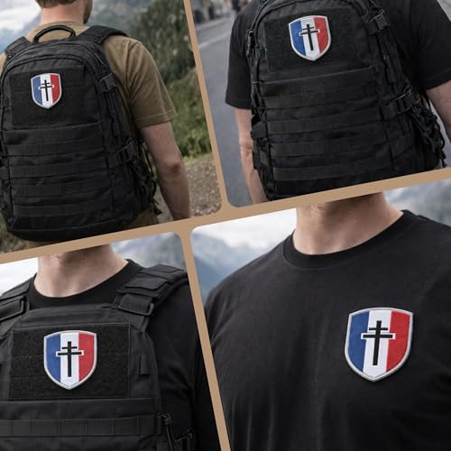 Ecusson Croix de Lorraine Patch France Scratch Militaire - Drapeau Français FFI Brodé Bleu Blanc Rouge - À Coudre ou Auto-Agrippant Airsoft Tactique – vue 7