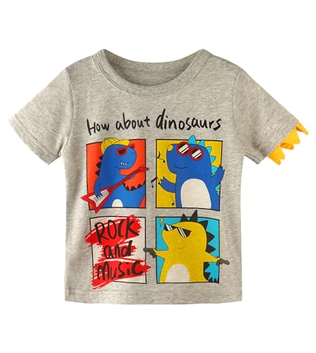 Toddler Kids Boys Lion Dinosaur Graphic Printed Cotton Crewneck Summer Short Sleeved T-Shirt