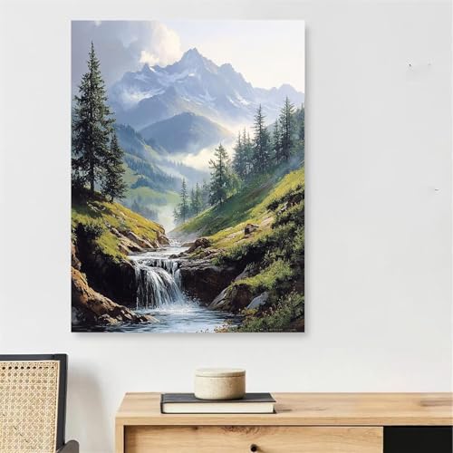 Numéro d'art avec pinceaux de sommet de la montagne pour une décoration murale de salon