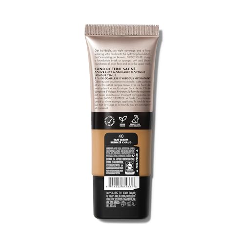 Image of e.l.f. Soft Glam Foundation, Medium Coverage, Long-Lasting & Buildable Foundation For A Smooth, Satin Finish, Vegan & Cruelty-Free, 40 Tan Warm