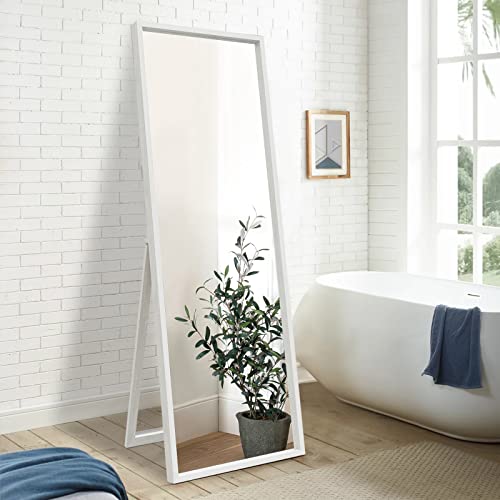 Miruo Full Length Mirror, 59" X 20" Floor Mirror With Stand, Mirror Full Length For Wall, Free Standing Or Wall Mounted Or Leaning Against Wall, White #TOP6