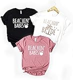 Beach Bachelorette Party Shirts, Beachin' Babes Shirts and Beachin' Bride Shirt for Bridesmaids and Bride in Gold Foil, Rose Gold and Silver Foil Graphics