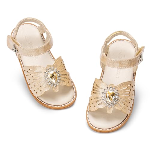 Image of THEE BRON Toddler Girls Sandals Wedding Flower Girl Dress Shoes Open Toe Flats