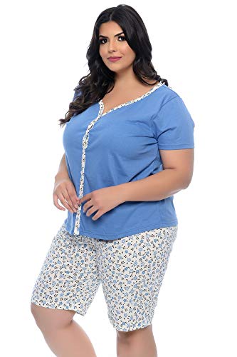 Pijama Plus Size Azul Claro com Abertura-52