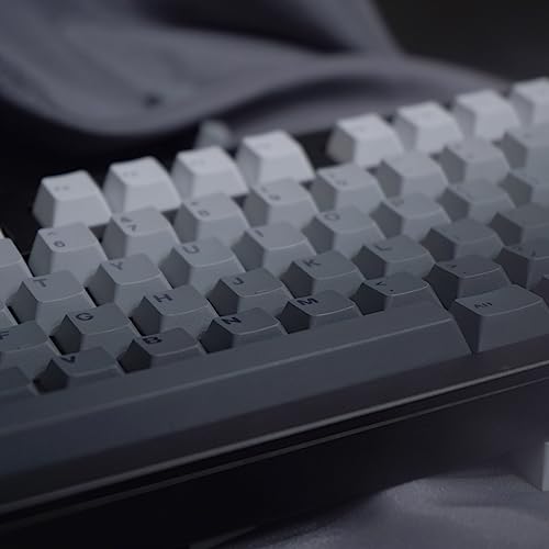 Image of Gradient Gray Keycaps 125 Keys Cherry Profile PBT Dye Sub Keycap Set for 61 /87 /104 /108 Cherry Mx Switches Mechanical Keyboard