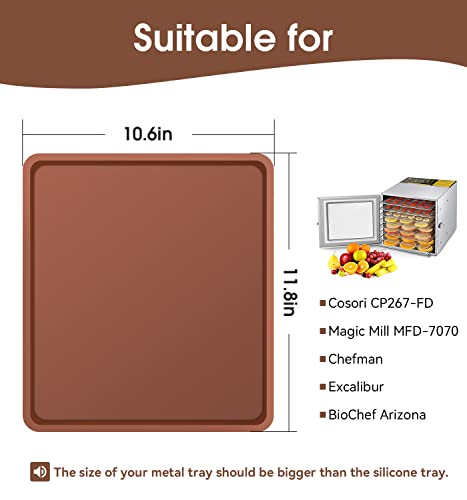 4 Pcs Silicone Dehydrator Mats With Edge Compatible With Cosori Cp267-Fd & Magic Mill, Bpa-Free Silicone Tray Liners, Fruit Roll Sheet For Fruit Leather, Vegetables, Meat, Herbs And Liquid #TOP5
