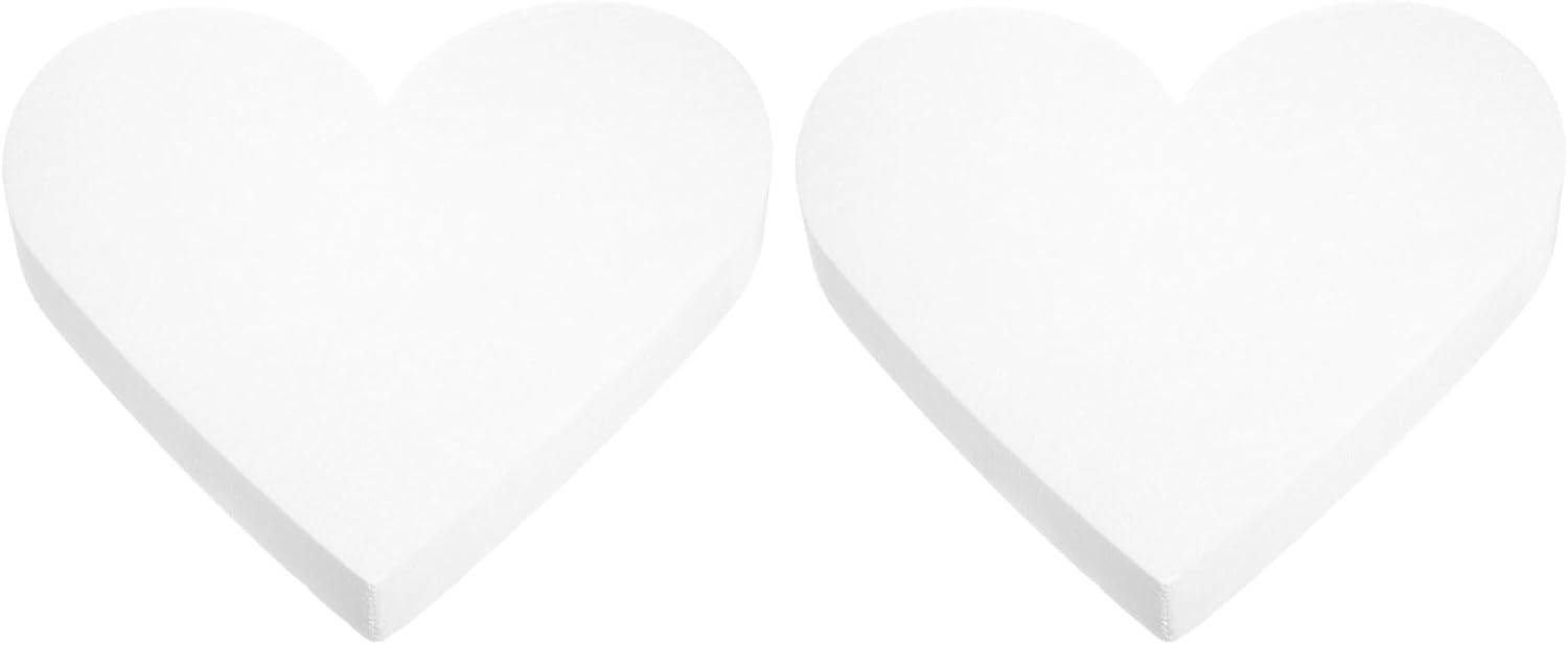 uxcell 2Pcs Heart Shaped Foam Cake Dummy, 14" x 2" Fake Cake Model Photo Prop Ornament for Wedding Supplies Birthday Cake Decoration, White