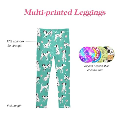 CaTaKu Girls Leggings Dalmatian Dogs Ball Leggings for Girls Kids Athletic Workout Yoga Pants Size 4-10T4