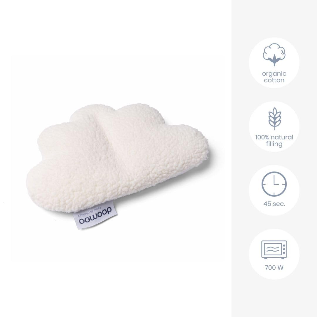 doomoo Bouillotte Bébé Anti Colique Snoogy - Peluche - Coton Bio - Bouillotte Micro-ondes - Housse Lavable - Utilisable Chaud ou Froid - Graines de Colza et Lavande - Dès La Naissance, Cloudy White