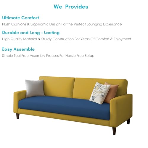 Image of Kathleen 3 Seater Sofa Set for Living Room - Foldable Convertible Couch Furniture for Home, Office or Guest Use, Modern Designer Stylish Comfortable (Blue Yellow)