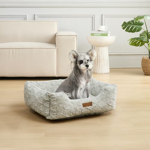 Image of Modern Threads Ultra Soft Plush Pet Bed for Medium Dogs with Elegant Texture and Stylish Design, Removable Washable Cover, Grey, (28 inch L x 21 inch W x 9 inch Th)