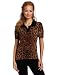 Sofie Women's 100% Cashmere Short Sleeve Animal Print Peter Pan Collar Sweater