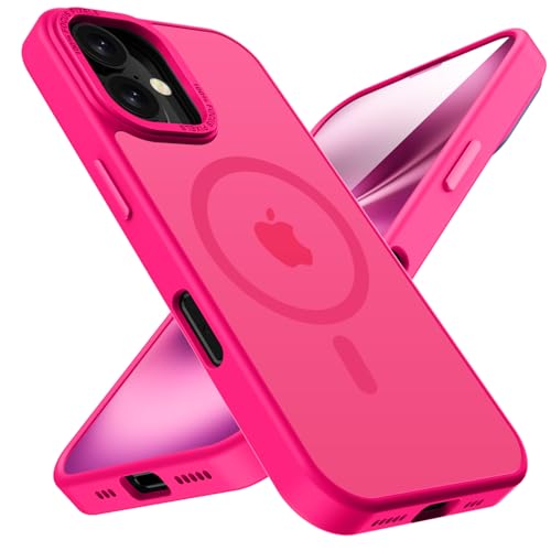 Coque iPhone 16 Plus antichoc rose rouge avec protection magnétique