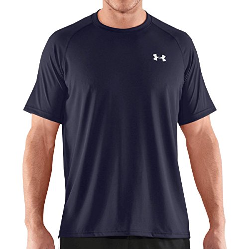 Under Armour UA Tech SS tee, Camiseta De Fitness Hombre, Azul (Midnight Navy/White), S
