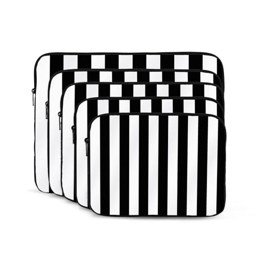 Funda para portátil de 13 pulgadas con rayas negro y blanco miniatura 2