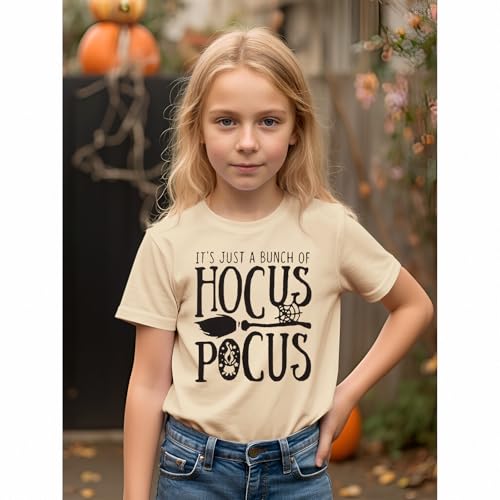 Kids Girls Halloween Shirts It's Just A Bunch of Hocus Pocus T-Shirt Funny Sanderson Sister Spooky Season Tee Tops4