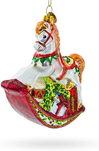 Traditional Rocking Horse with Gifts Blown Glass Christmas Ornament - Image 5