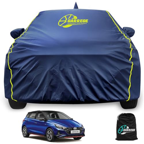 Image of Waterproof Car Body Cover for N Line I20 100% All Weather Proof with Mirror & Antenna Packet & Full Bottom Elastic, Triple Stitching with 100% Nail Proof Cover Navy Blue