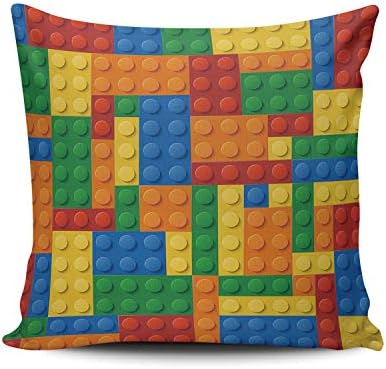 KAQIU Colorful Building Blocks Pillowcase Home Sofa Decorative 18x18 Inch Square Throw Pillow Case Decor Cushion Covers Double Sided Printed