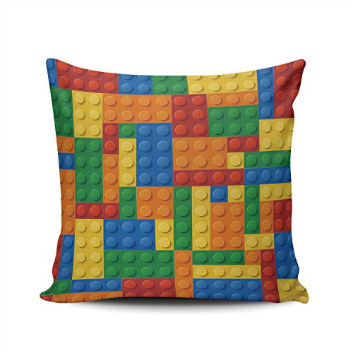 Kaqiu Colorful Building Blocks Pillowcase Home Sofa Decorative 18X18 Inch Square Throw Pillow Case Decor Cushion Covers Double Sided Printed #TOP29