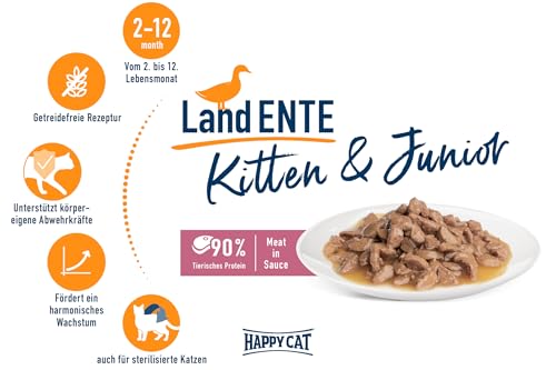 Happy Cat Young Meat in Sauce Kitten & Junior Land Ente Pouch 85 g