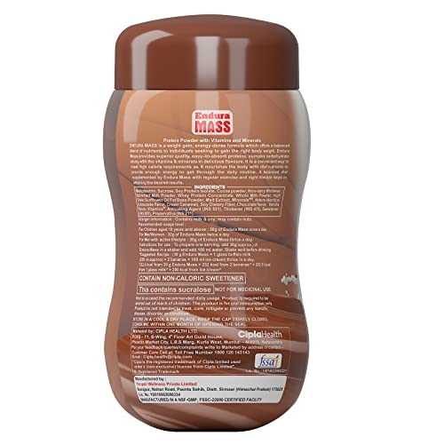Endura Mass Weight Gainer Powder 500 G Chocolate Flavour|Unique Blend Of 3 Sources Of Protein,Carbs,Vitamins & Essential Minerals|For Children Above 10 Years,Men,Women & Athletes,1 Count,16 Servings