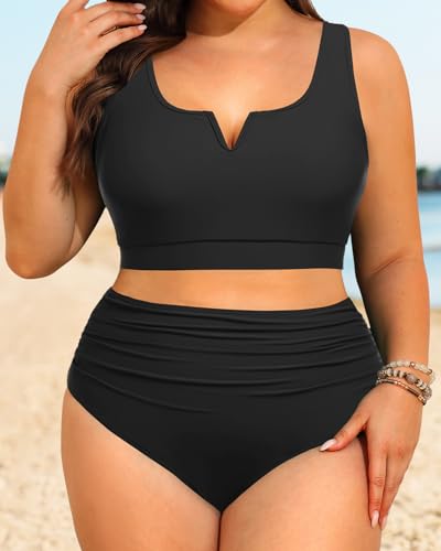 Aqua Eve Women Plus Size High Waisted Bikini - Two Piece Swimsuit Tummy Control Bathing Suit V-Wired 2025 Swimwear4