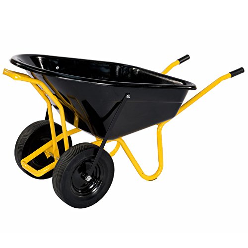 Pro-Tec della Costruzione della doppia ruota carriola Twin con PU ruote, 160 L, 40100