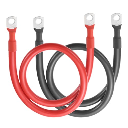 MECCANIXITY 2AWG 36-Inch Battery Inverter Cable 3FT 2Gauge with 5/16" Lug Terminals(1 Positive & 1 Negtive) for Car Truck RV Golf Cart Marine Solar Boat Motorcycle, 2pcs, Red/Black