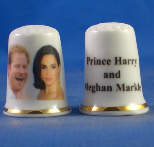 Birchcroft Porcelain China Collectable Thimble - Prince Harry & Meghan Markle
