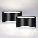 Lightess Modern LED Wall Sconce, Hardwired Indoor Wall Lights Set of 2, 3000K Up and Down Wall Mount Lamp, Black Indoor Sconces Wall Lighting for Living Room Bedroom Hallway Corridor (Cool White)