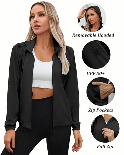 Joe Wenko Women's UPF 50+ Sun Protection Athletic Jacket Pockets Long Sleeve Lightweight Cooling Shirts Hiking Outdoor2