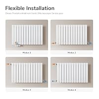 EMKE Design Heizkörper Flach, 630x1006 mm Horizontal Flachheizkörper mit Seitenanschluss, Einlagig Paneelheizkörper Wandheizkörper für Bad, Schlafzimmer & Wohnzimmer, Weiß 712W – Ansicht 4