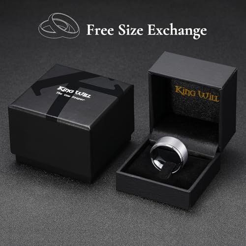 Image of King Will Classic Tungsten Wedding Band for Men, 6 /7 /8 /9 /10mm Widths, Polished Finish Step Edge Matte Rings Comfort Fit