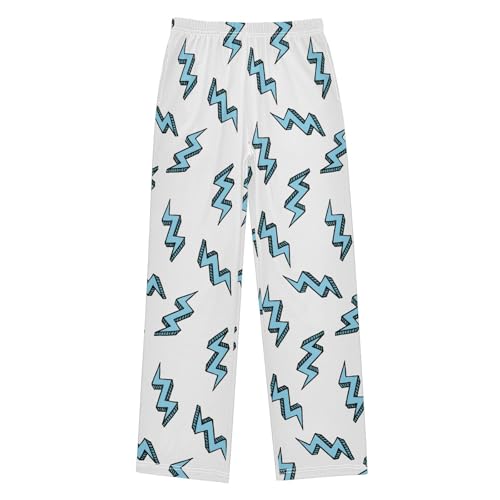 Boys' Pants Doodle Blue Lightning Bolt Long Bottoms Jogger Pants Elastic Waist Trousers with Pockets S-XL