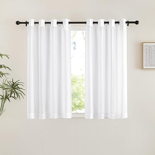 Image of NICETOWN Grommet Top Sheer Curtains - White Sheer Home Decoration Window Coverings for Loft (54 inch Width x 45 inch Length, Set of 2)