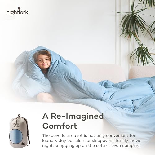 Night Lark Coverless Duvet Linen Collection – Coverless Duvet King Size 4.5 Tog with Advanced Smartfil® Fibre, Machine Washable, Hypoallergenic – Twilight Blue, King Bed Size - Image 6