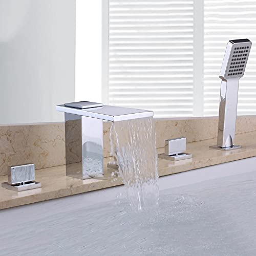 Mitigeur baignoire 4 trous avec kit de douche cascade et double commande - 4