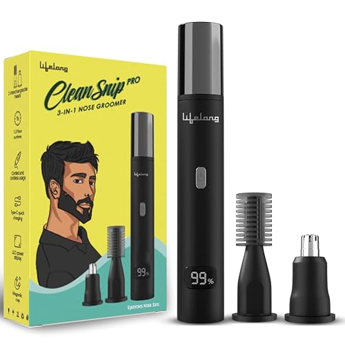 Image of Lifelong Nose Trimmer for Man | Nose Hair Trimmer for Women | Rechargeable Painless Nasal Hair Cutter, Ear Hair Remover, Eyebrow Scissors |Unisex Nose and Ear Electric Hair Removal Pen |1.5Hr Runtime