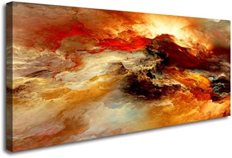 YP0250 Abstract Wall Art Orange Flow Canvas Wall Art Framed Canvas Prints Painting Pictures Ready to Hang for Living Room Bedroom Kitchen Home and Office Wall Decor