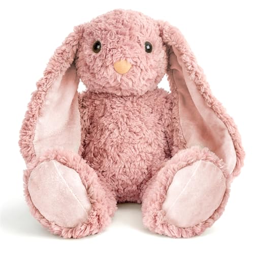 Soft Plush Bunny Teddy 27cm Floppy Eared Stuffed Rabbit Toy Ultra Soft Cuddly Comfort Plush Machine Washable Gift for Kids Boys & Girls Ages 3+ (Pink)