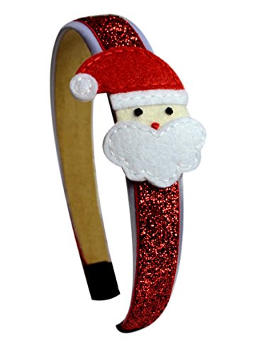 Christmas Holiday Girls Satin and Glitter Arch Headband (Santa Claus)